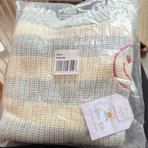 Little Co Kids Striped Knit Sweater - Cream & Light Gray